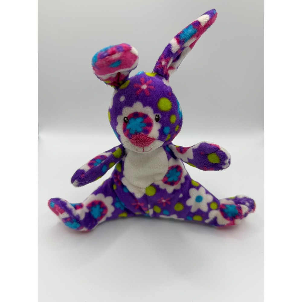 Mary Meyer Bunny Rabbit 8" Plush Bright Flower Easter  Embroidered Eyes Mouth